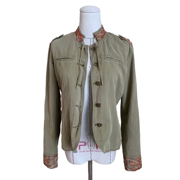 Rare Da-Nang Silk Jacket with Embroidered Sunset Moon Military Small - Picture 8 of 14